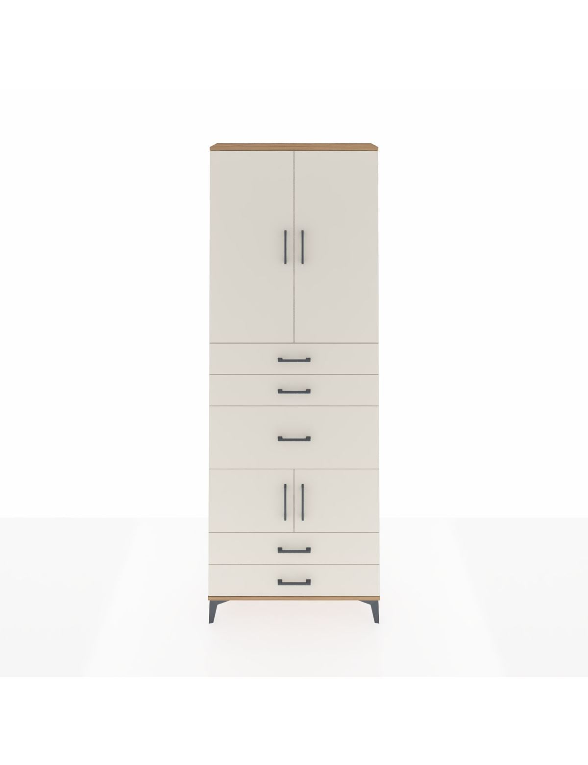 Arges Dolap 4 Raflı 5 Çekmeceli 4 Kapaklı 88x30x243 Çam-Aytaşı