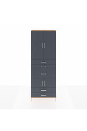 Arges Dolap 4 Raflı 5 Çekmeceli 4 Kapaklı 88x30x243 Çam-Antrasit