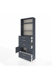 Arges Dolap 4 Raflı 5 Çekmeceli 2 Kapaklı 88x30x243 Antrasit-Antrasit