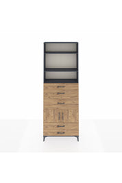 Arges Dolap 4 Raflı 5 Çekmeceli 2 Kapaklı 88x30x243 Antrasit-Çam