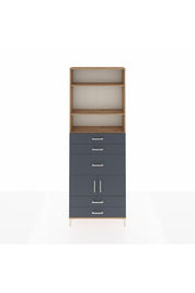 Arges Dolap 4 Raflı 5 Çekmeceli 2 Kapaklı 88x30x243 Çam-Antrasit