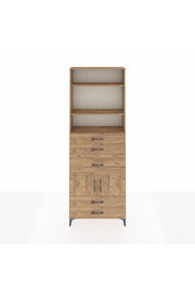 Arges Dolap 4 Raflı 5 Çekmeceli 2 Kapaklı 88x30x243 Çam-Çam