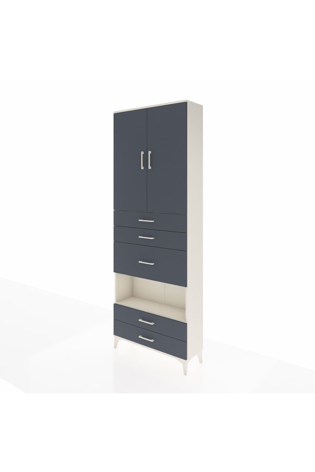 Arges Dolap 4 Raflı 5 Çekmeceli 2 Kapaklı 88x30x243 Aytaşı-Antrasit