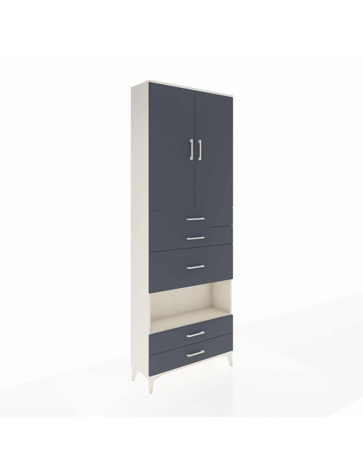 Arges Dolap 4 Raflı 5 Çekmeceli 2 Kapaklı 88x30x243 Aytaşı-Antrasit