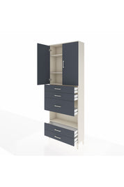 Arges Dolap 4 Raflı 5 Çekmeceli 2 Kapaklı 88x30x243 Aytaşı-Antrasit