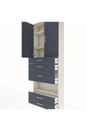 Arges Dolap 4 Raflı 5 Çekmeceli 2 Kapaklı 88x30x243 Aytaşı-Antrasit