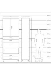 Arges Dolap 4 Raflı 5 Çekmeceli 2 Kapaklı 88x30x243 Aytaşı-Antrasit