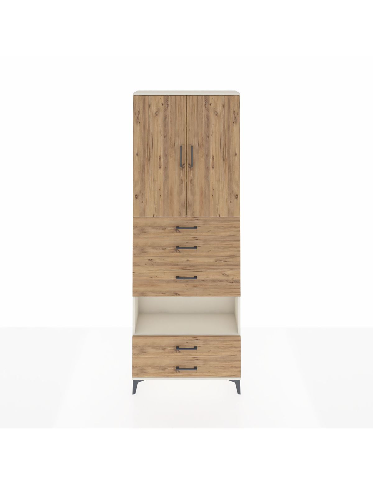 Arges Dolap 4 Raflı 5 Çekmeceli 2 Kapaklı 88x30x243 Aytaşı-Çam