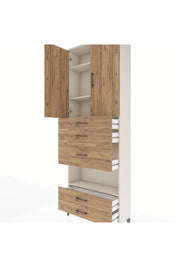 Arges Dolap 4 Raflı 5 Çekmeceli 2 Kapaklı 88x30x243 Aytaşı-Çam