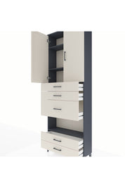 Arges Dolap 4 Raflı 5 Çekmeceli 2 Kapaklı 88x30x243 Antrasit-Aytaşı