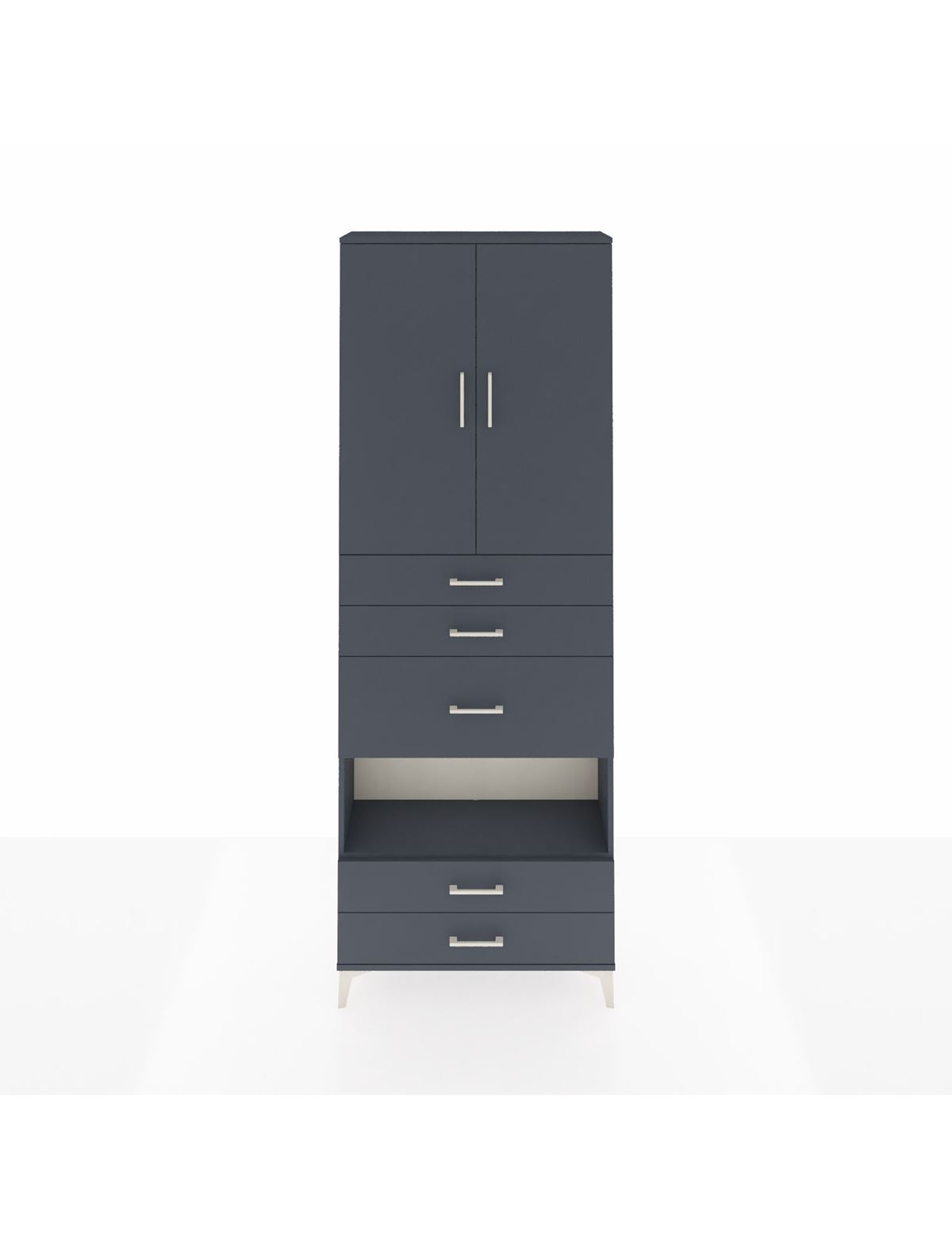 Arges Dolap 4 Raflı 5 Çekmeceli 2 Kapaklı 88x30x243 Antrasit-Antrasit