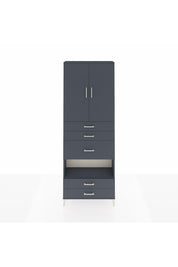 Arges Dolap 4 Raflı 5 Çekmeceli 2 Kapaklı 88x30x243 Antrasit-Antrasit