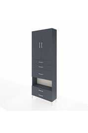 Arges Dolap 4 Raflı 5 Çekmeceli 2 Kapaklı 88x30x243 Antrasit-Antrasit