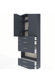 Arges Dolap 4 Raflı 5 Çekmeceli 2 Kapaklı 88x30x243 Antrasit-Antrasit