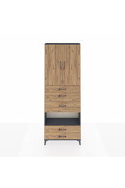 Arges Dolap 4 Raflı 5 Çekmeceli 2 Kapaklı 88x30x243 Antrasit-Çam