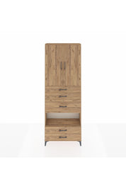 Arges Dolap 4 Raflı 5 Çekmeceli 2 Kapaklı 88x30x243 Çam-Çam