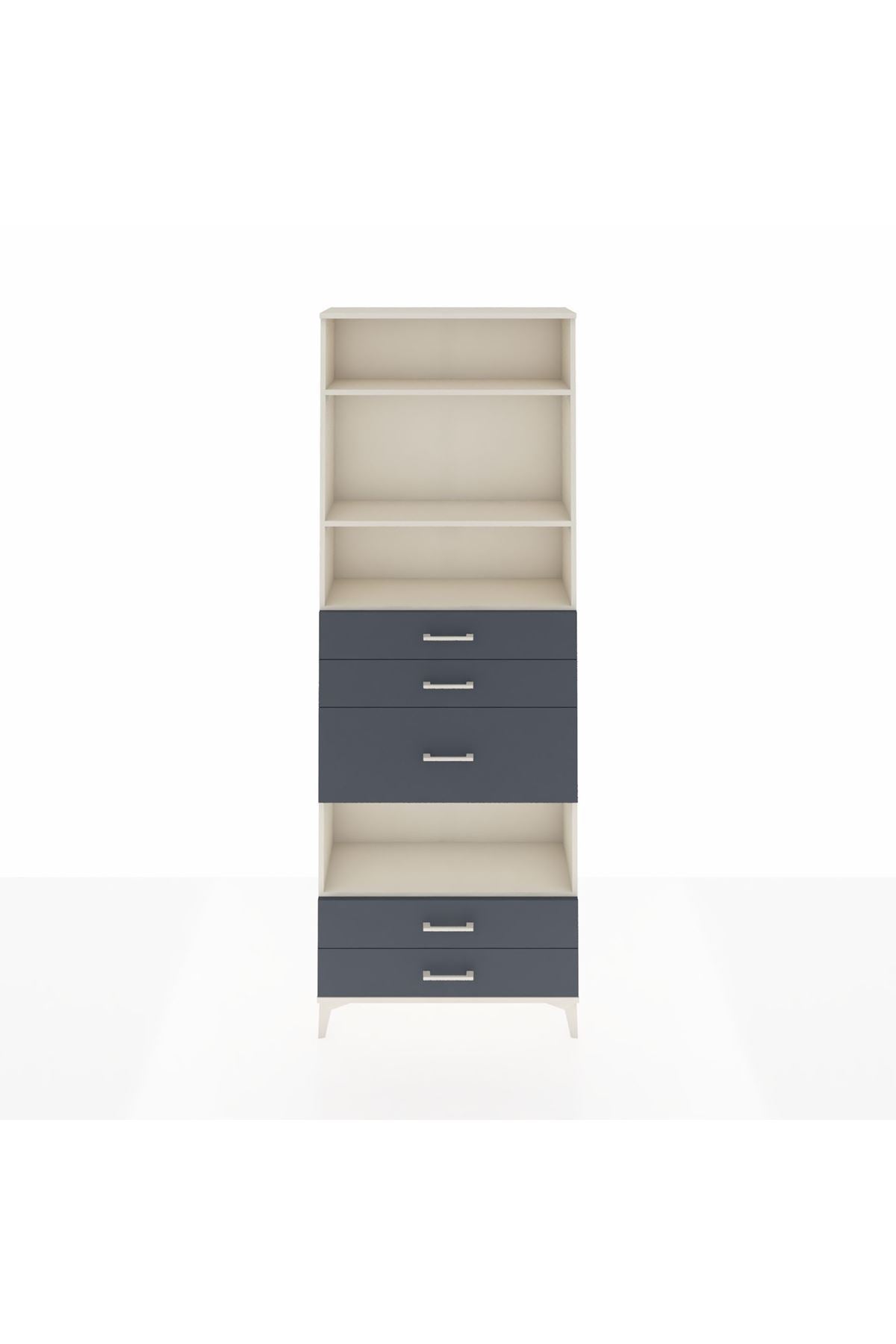 Arges Dolap 4 Raflı 5 Çekmeceli 88x30x243 Aytaşı-Antrasit