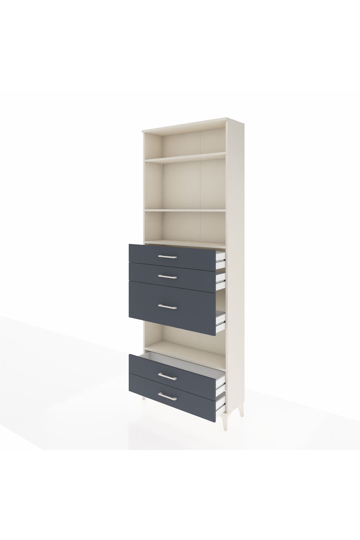 Arges Dolap 4 Raflı 5 Çekmeceli 88x30x243 Aytaşı-Antrasit