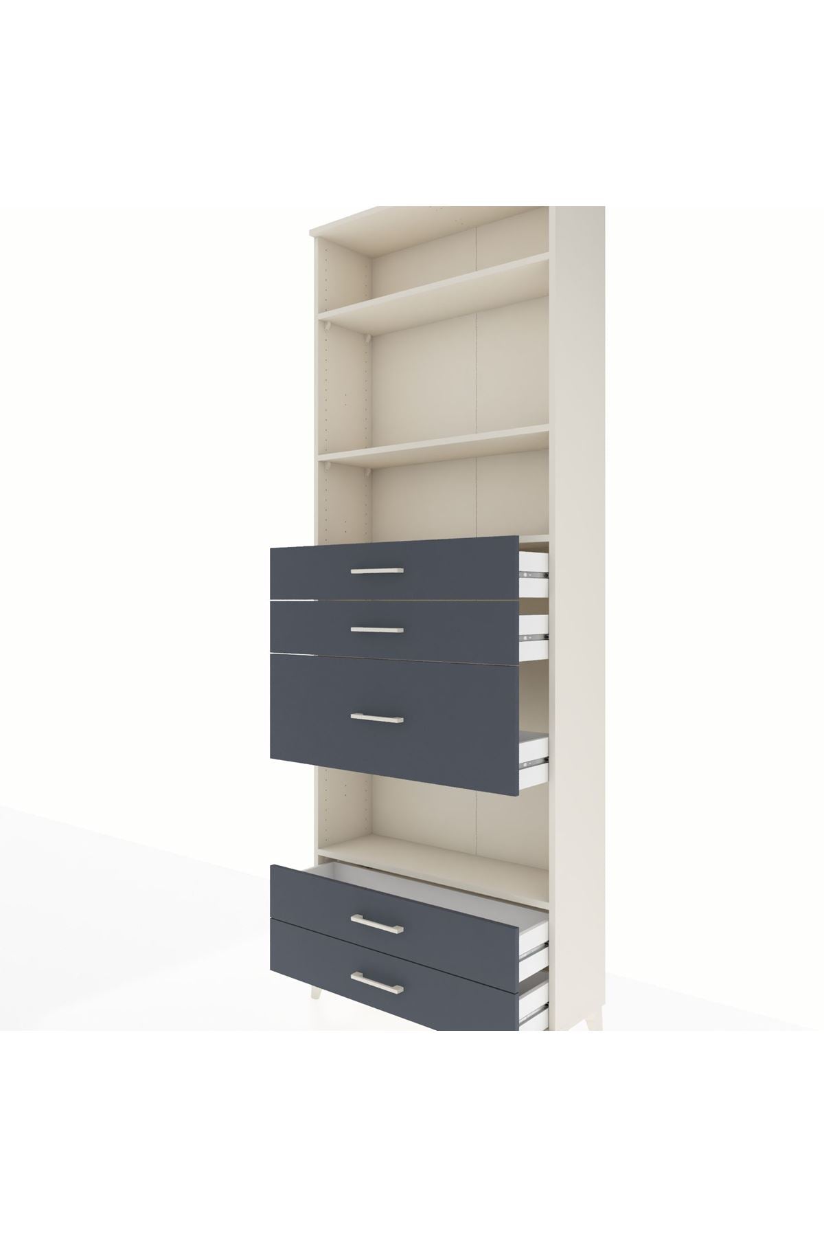 Arges Dolap 4 Raflı 5 Çekmeceli 88x30x243 Aytaşı-Antrasit