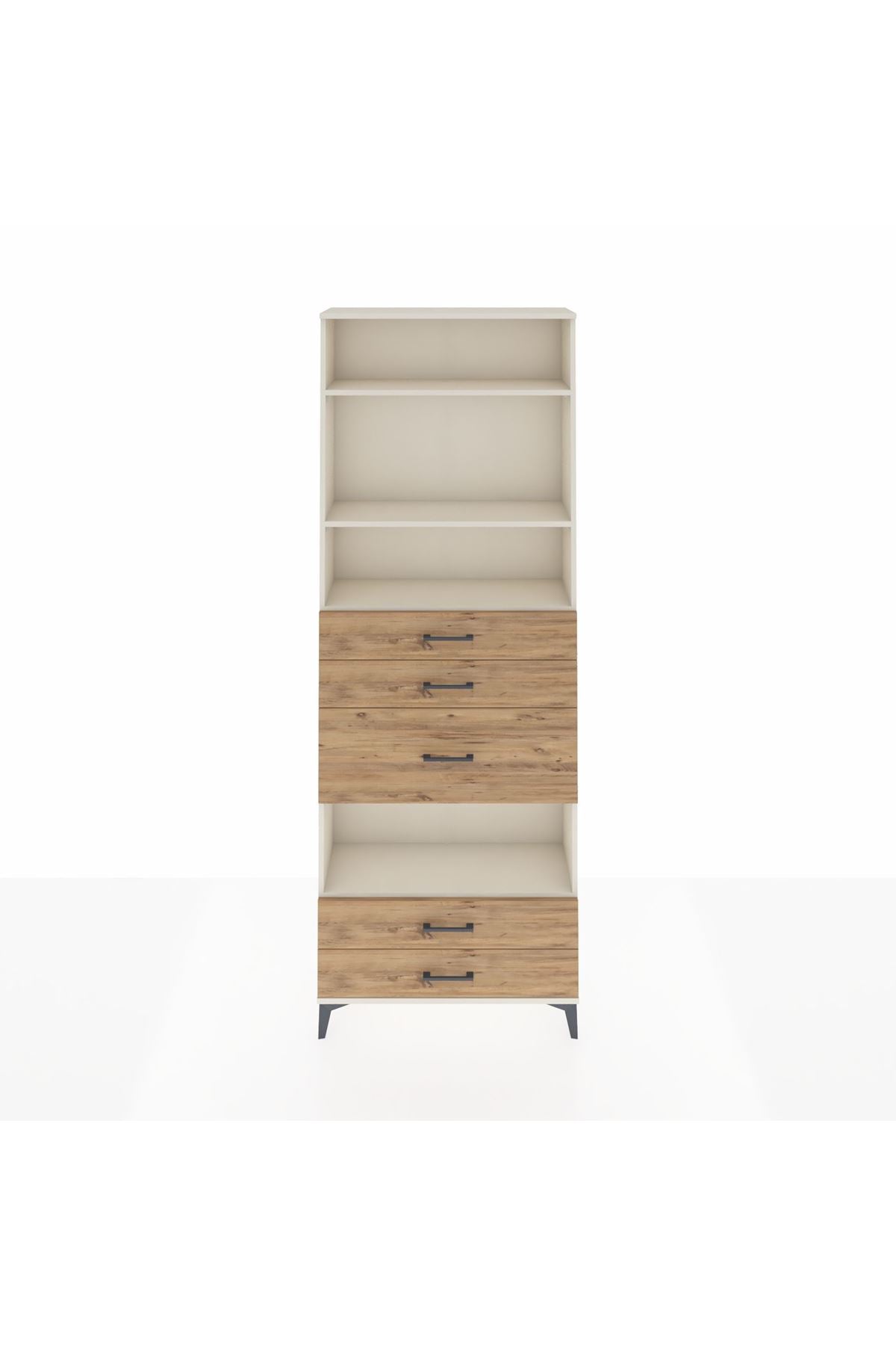 Arges Dolap 4 Raflı 5 Çekmeceli 88x30x243 Aytaşı-Çam