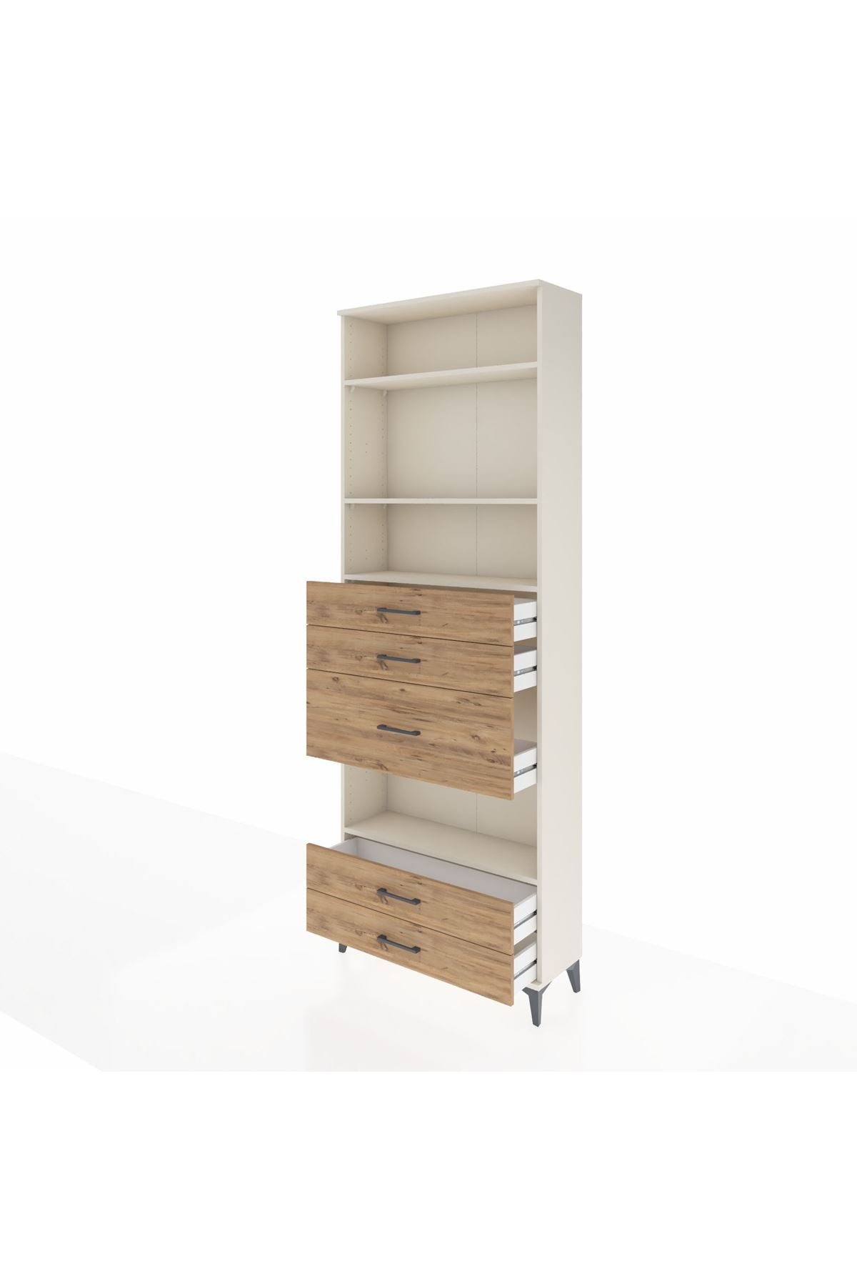 Arges Dolap 4 Raflı 5 Çekmeceli 88x30x243 Aytaşı-Çam