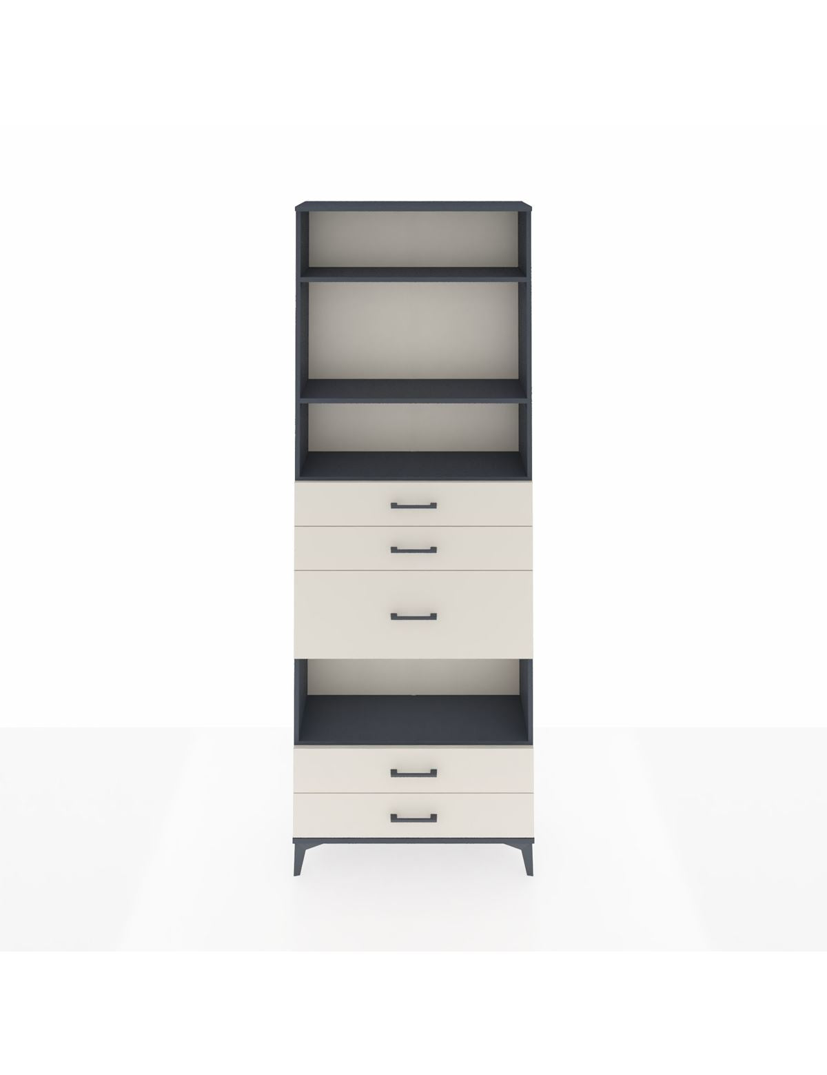 Arges Dolap 4 Raflı 5 Çekmeceli 88x30x243 Antrasit-Aytaşı