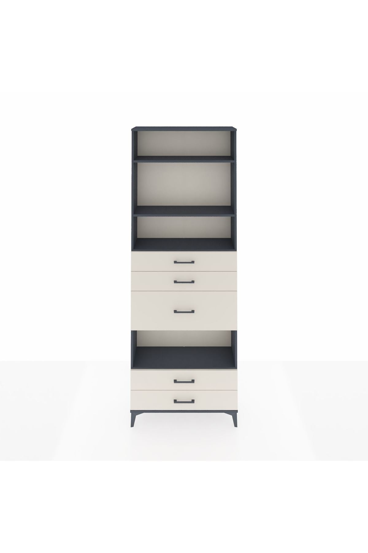 Arges Dolap 4 Raflı 5 Çekmeceli 88x30x243 Antrasit-Aytaşı