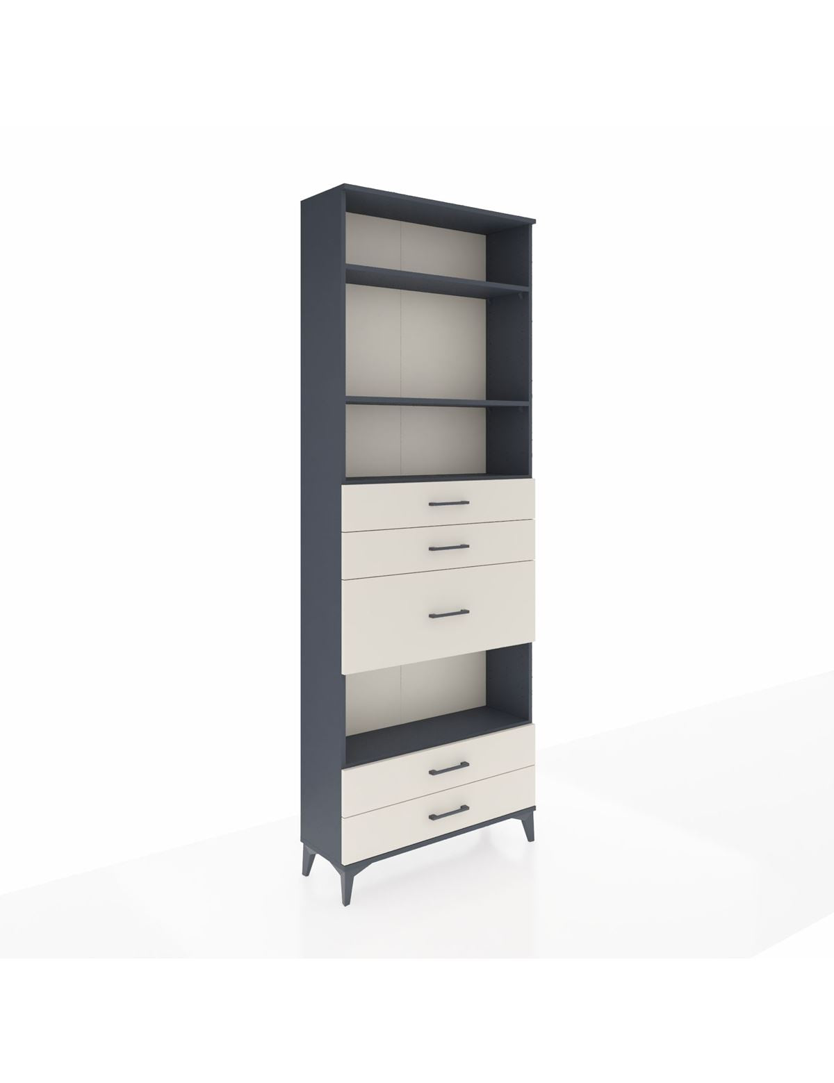 Arges Dolap 4 Raflı 5 Çekmeceli 88x30x243 Antrasit-Aytaşı