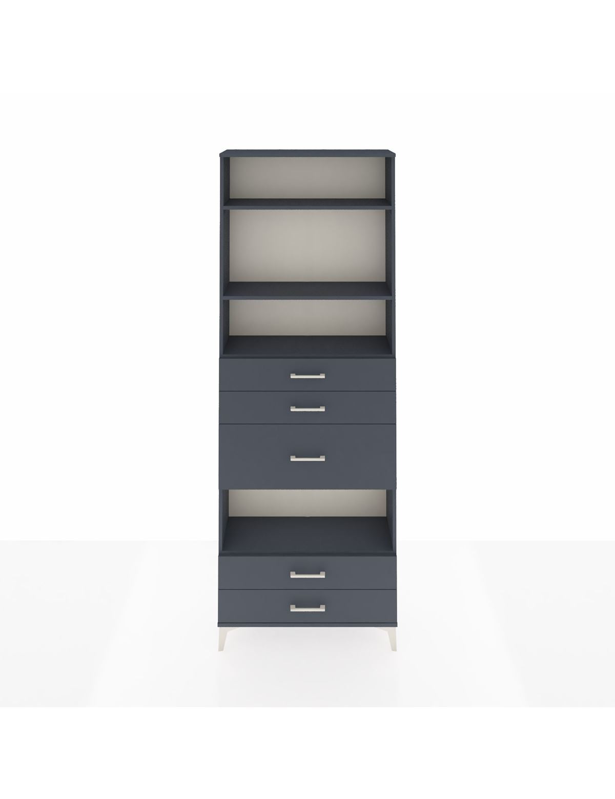 Arges Dolap 4 Raflı 5 Çekmeceli 88x30x243 Antrasit-Antrasit