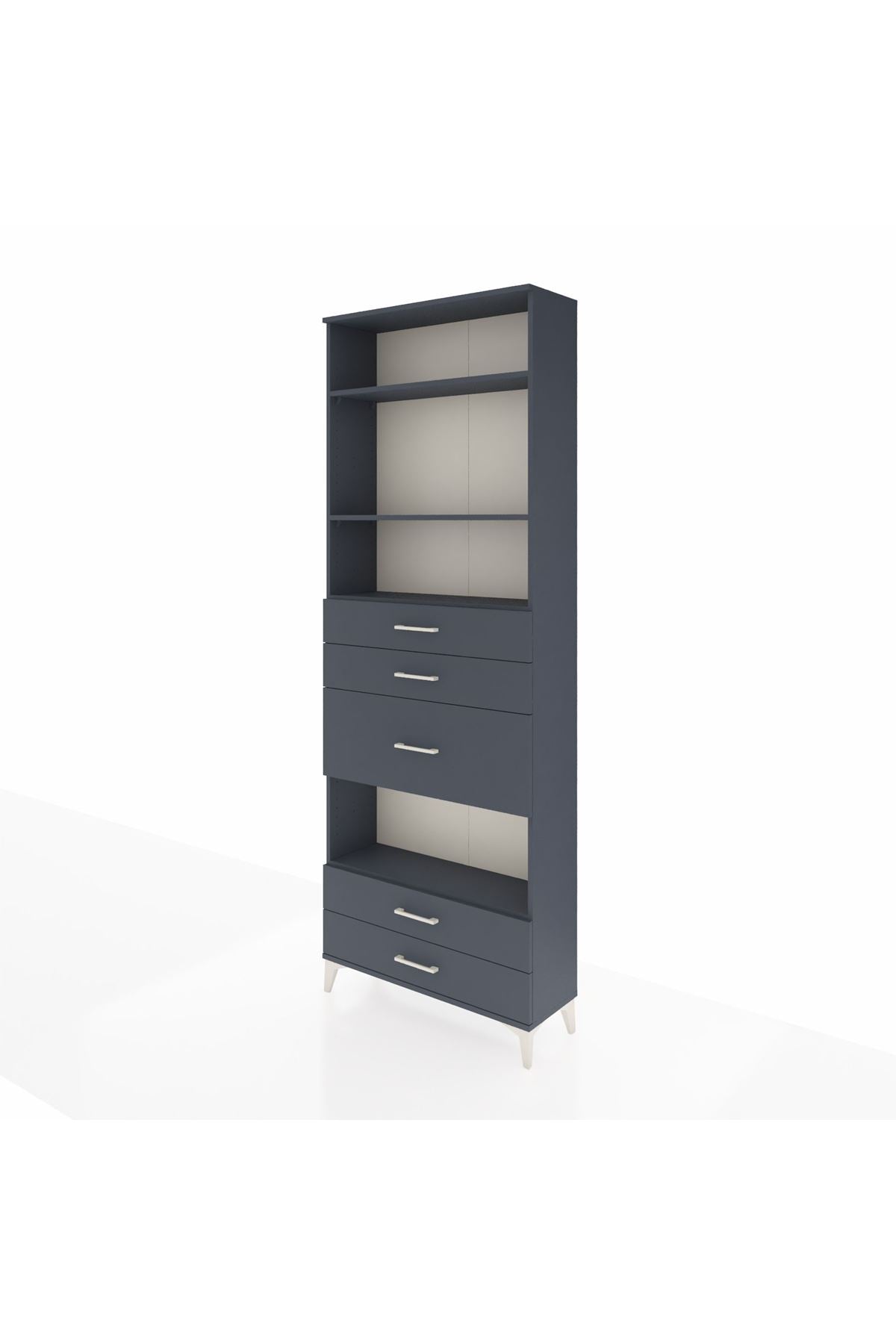 Arges Dolap 4 Raflı 5 Çekmeceli 88x30x243 Antrasit-Antrasit