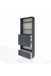 Arges Dolap 4 Raflı 5 Çekmeceli 88x30x243 Antrasit-Antrasit