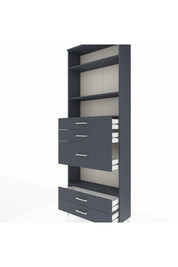 Arges Dolap 4 Raflı 5 Çekmeceli 88x30x243 Antrasit-Antrasit