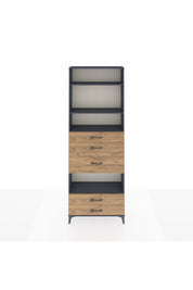 Arges Dolap 4 Raflı 5 Çekmeceli 88x30x243 Antrasit-Çam