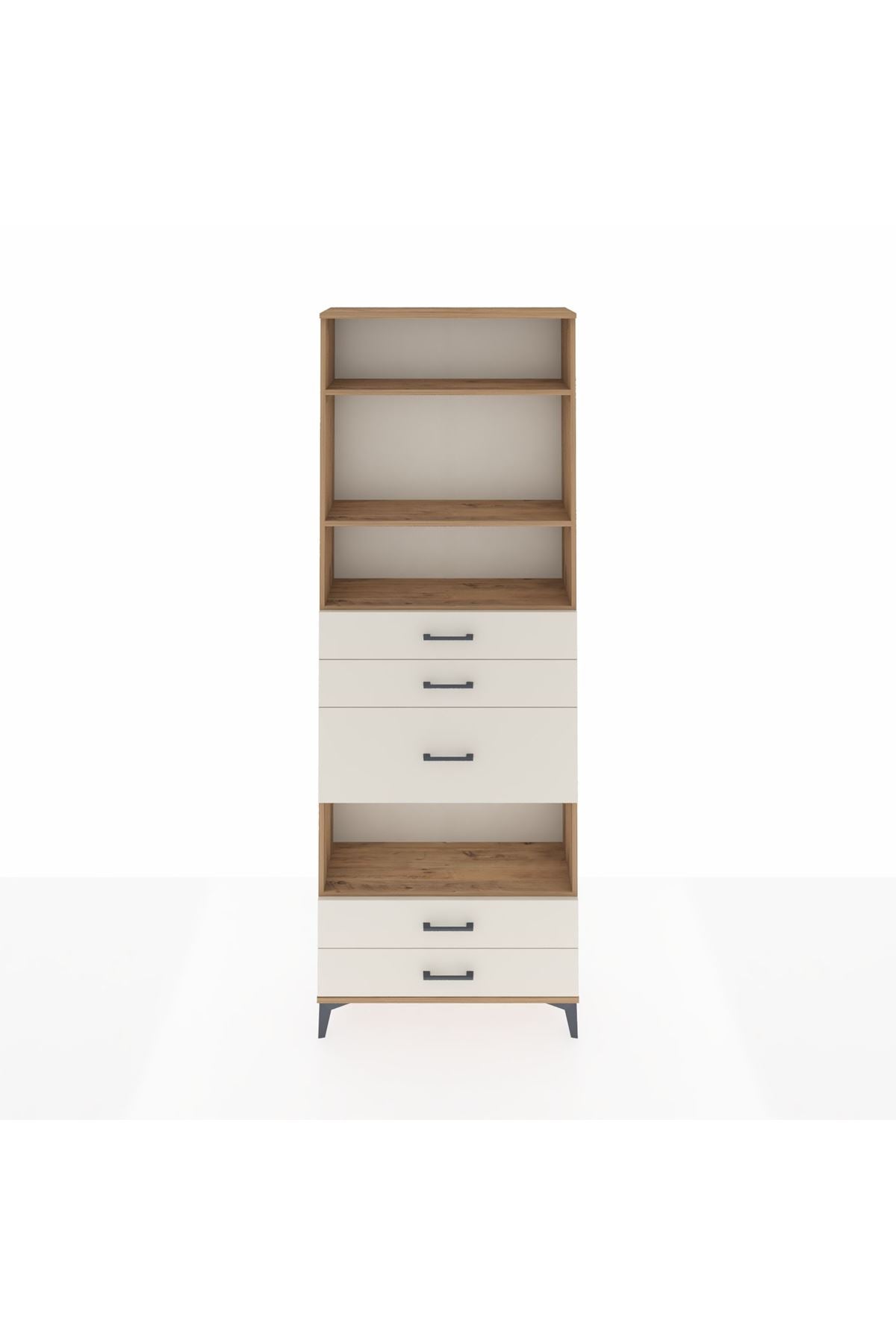 Arges Dolap 4 Raflı 5 Çekmeceli 88x30x243 Çam-Aytaşı