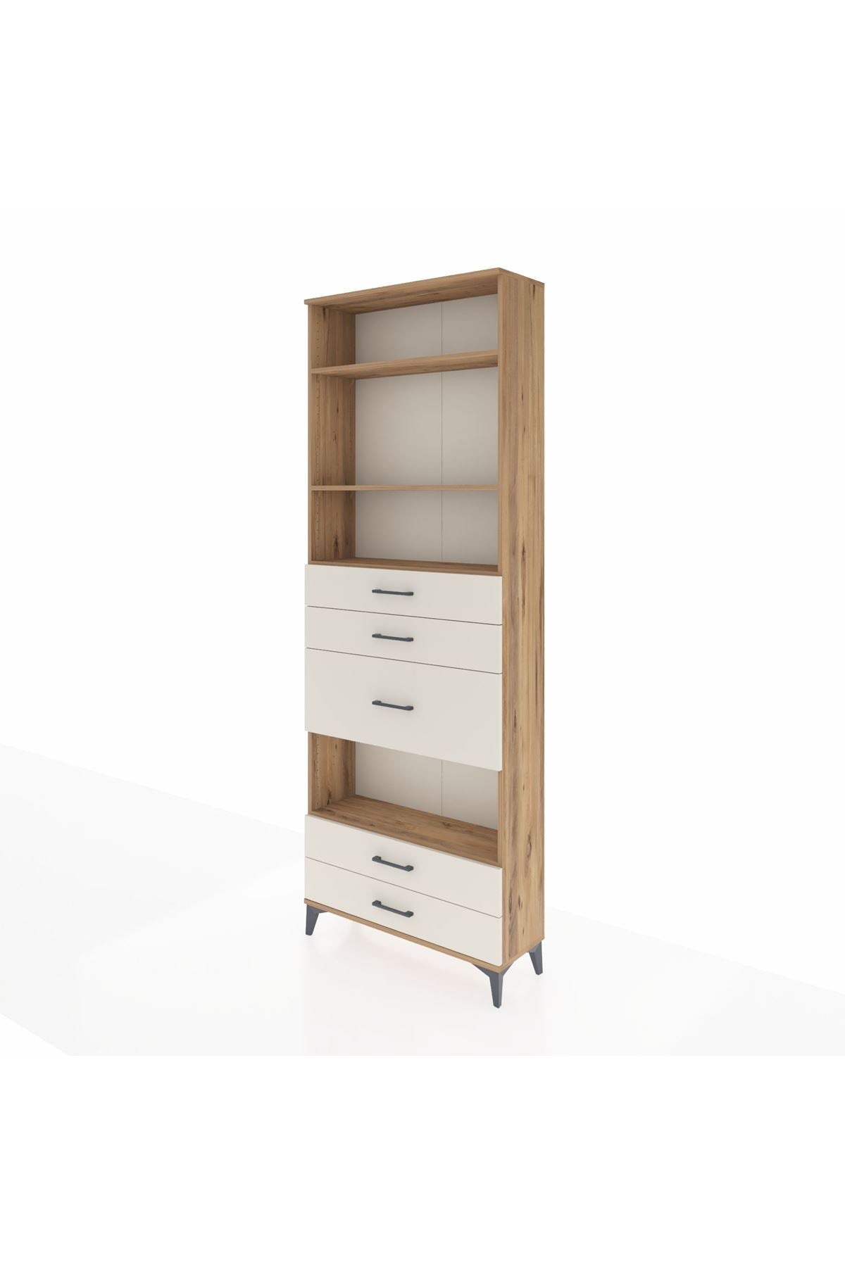 Arges Dolap 4 Raflı 5 Çekmeceli 88x30x243 Çam-Aytaşı