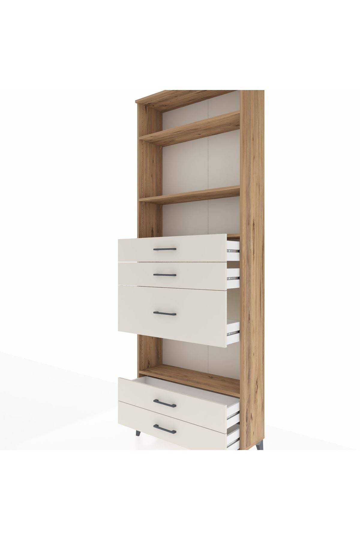 Arges Dolap 4 Raflı 5 Çekmeceli 88x30x243 Çam-Aytaşı