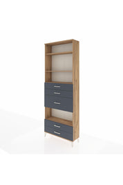 Arges Dolap 4 Raflı 5 Çekmeceli 88x30x243 Çam-Antrasit