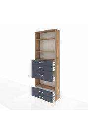 Arges Dolap 4 Raflı 5 Çekmeceli 88x30x243 Çam-Antrasit