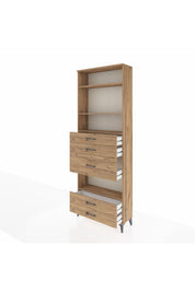 Arges Dolap 4 Raflı 5 Çekmeceli 88x30x243 Çam-Çam