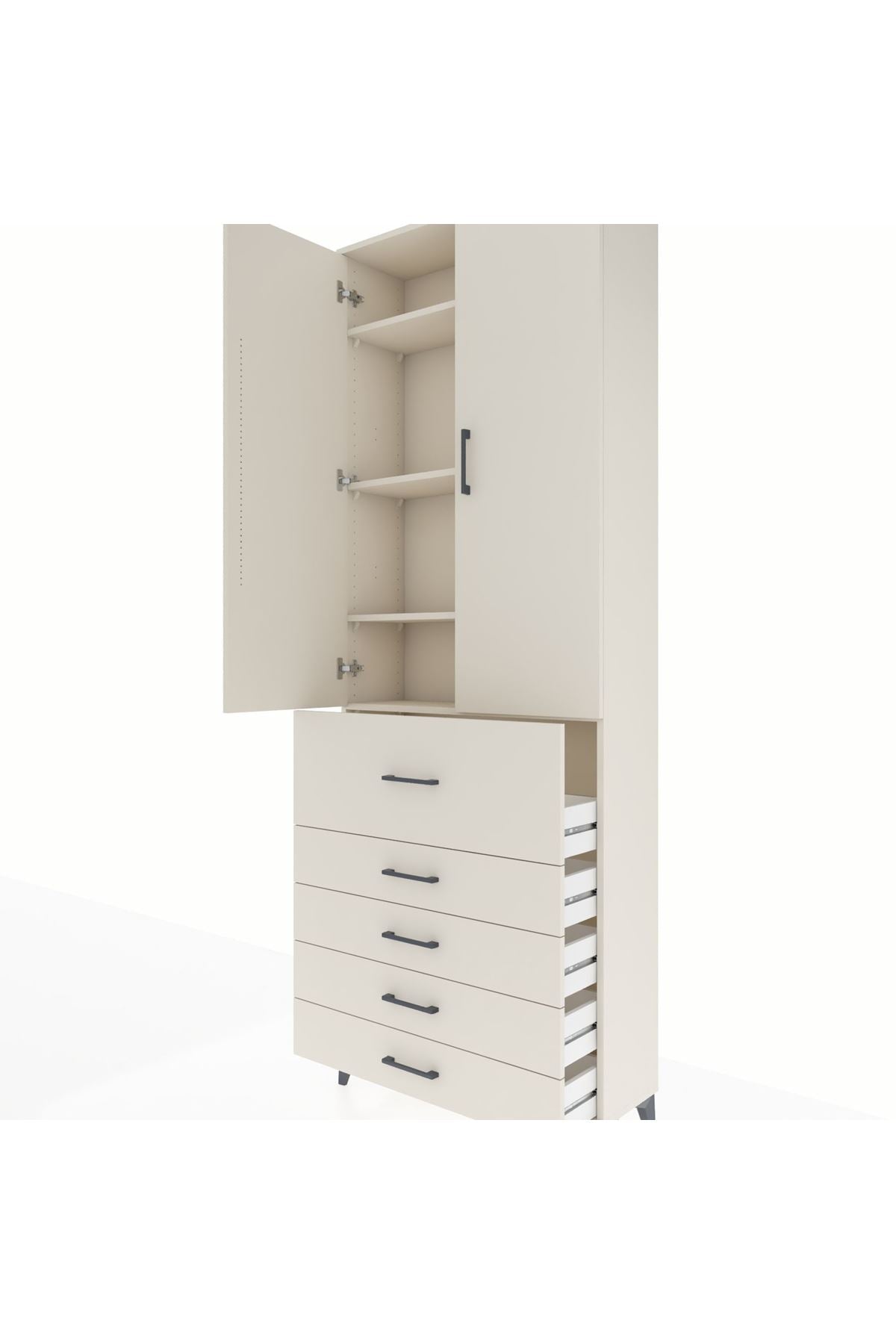 Arges Dolap 4 Raflı 5 Çekmeceli 2 Kapaklı 88x30x243 Aytaşı-Aytaşı