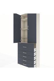 Arges Dolap 4 Raflı 5 Çekmeceli 2 Kapaklı 88x30x243 Aytaşı-Antrasit