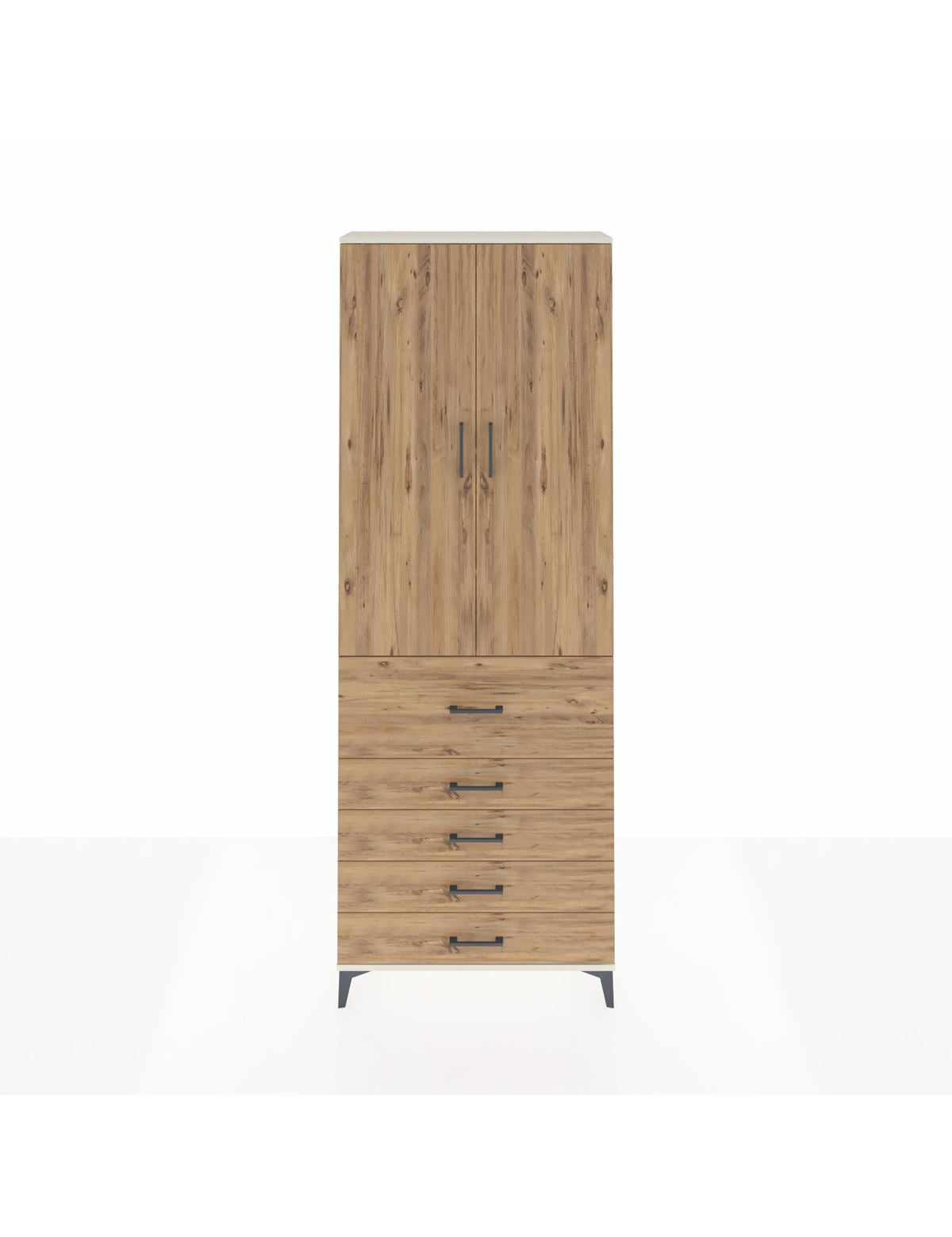 Arges Dolap 4 Raflı 5 Çekmeceli 2 Kapaklı 88x30x243 Aytaşı-Çam