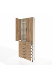 Arges Dolap 4 Raflı 5 Çekmeceli 2 Kapaklı 88x30x243 Aytaşı-Çam