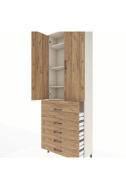 Arges Dolap 4 Raflı 5 Çekmeceli 2 Kapaklı 88x30x243 Aytaşı-Çam