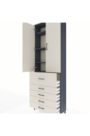 Arges Dolap 4 Raflı 5 Çekmeceli 2 Kapaklı 88x30x243 Antrasit-Aytaşı