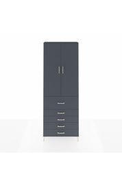 Arges Dolap 4 Raflı 5 Çekmeceli 2 Kapaklı 88x30x243 Antrasit-Antrasit