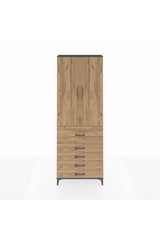 Arges Dolap 4 Raflı 5 Çekmeceli 2 Kapaklı 88x30x243