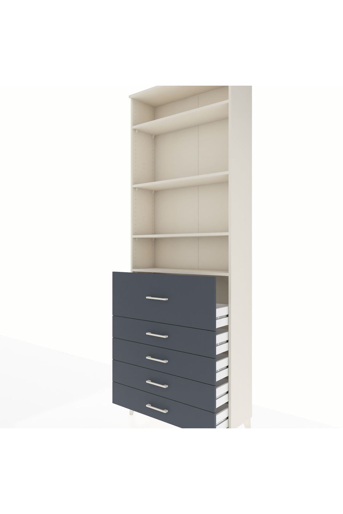 Arges Dolap 4 Raflı 5 Çekmeceli 88x30x243 Aytaşı-Antrasit