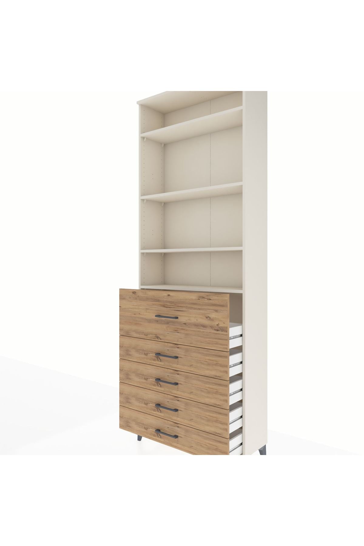 Arges Dolap 4 Raflı 5 Çekmeceli 88x30x243 Aytaşı-Çam