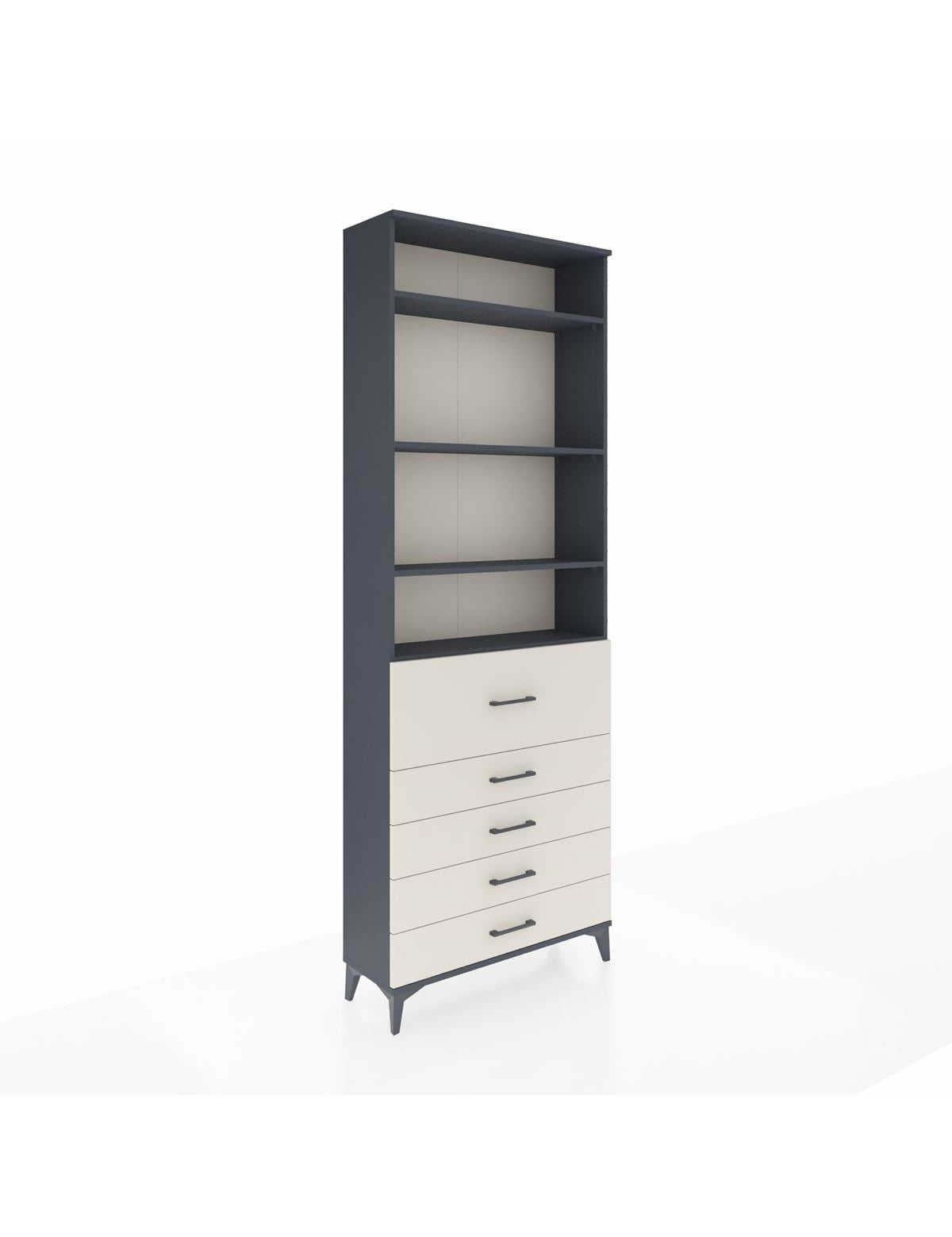 Arges Dolap 4 Raflı 5 Çekmeceli 88x30x243 Antrasit-Aytaşı